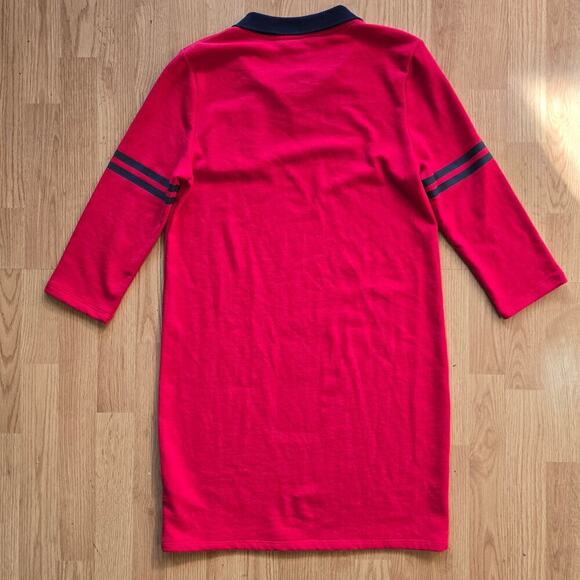 NWT Tommy Hilfiger Womens Red Polo Dress M Preppy Academia Classic Varsity Patch - Picture 6 of 9